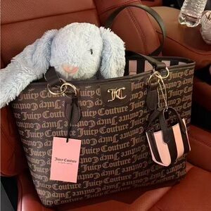 Juicy Couture Black and Brown Logo Tote
